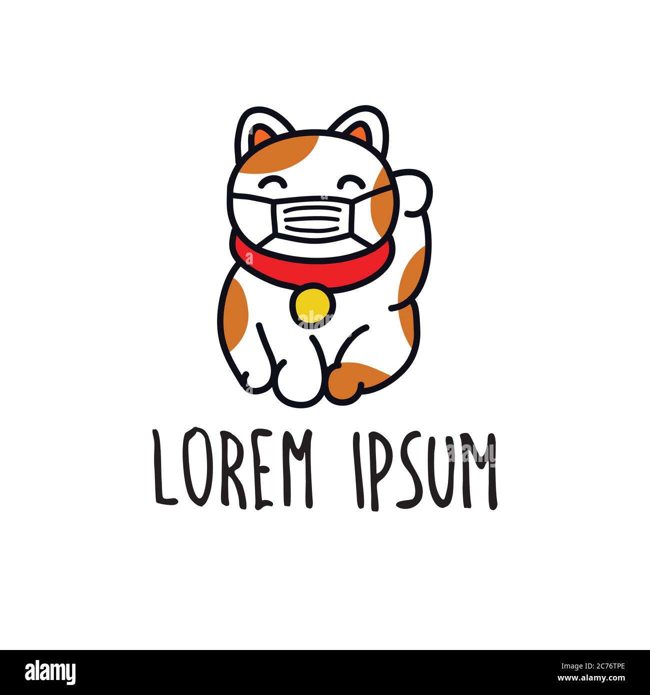 Funny lucky cat icon simple vector. Japan fortune 15152598 Vector