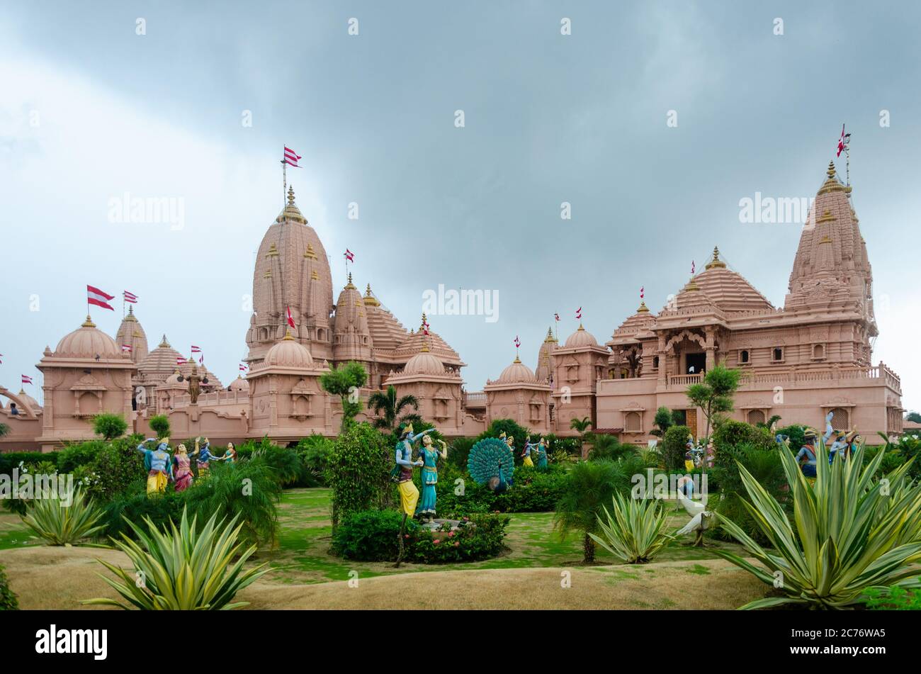 Nilkanth Dham Swaminarayan Temple complex at Poicha, Gujarat, India Stock Photo