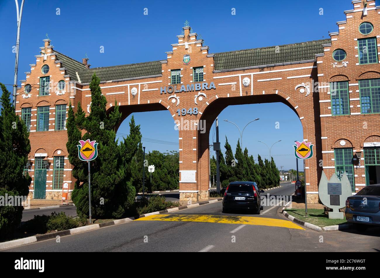 Holambra city gate entrance with his typical architecture located at ...