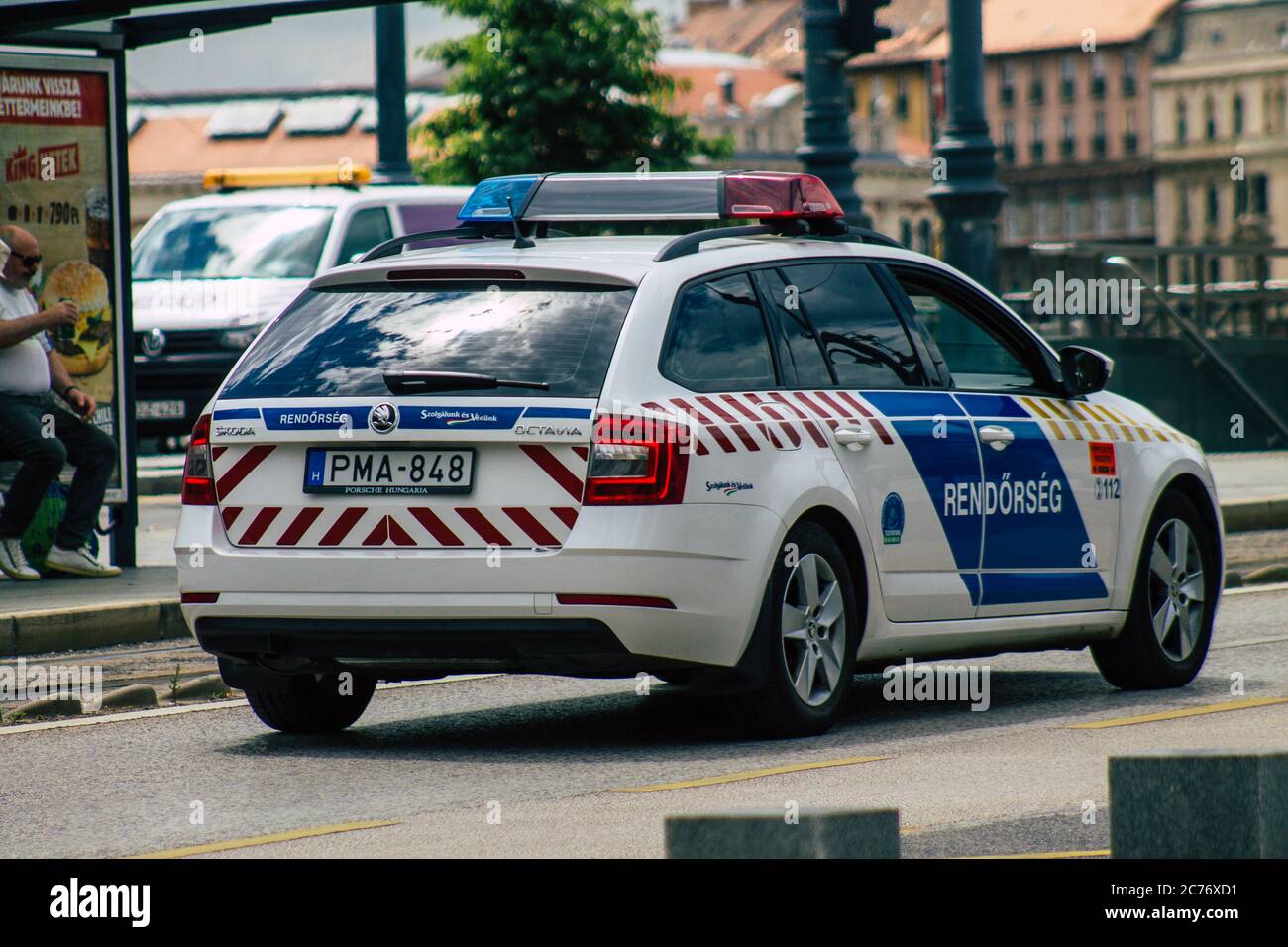 Budapest Hungary july 14, 2020 View of a traditional Hungarian police car  driving through the streets of Budapest the capital and the most populous  ci Stock Photo - Alamy