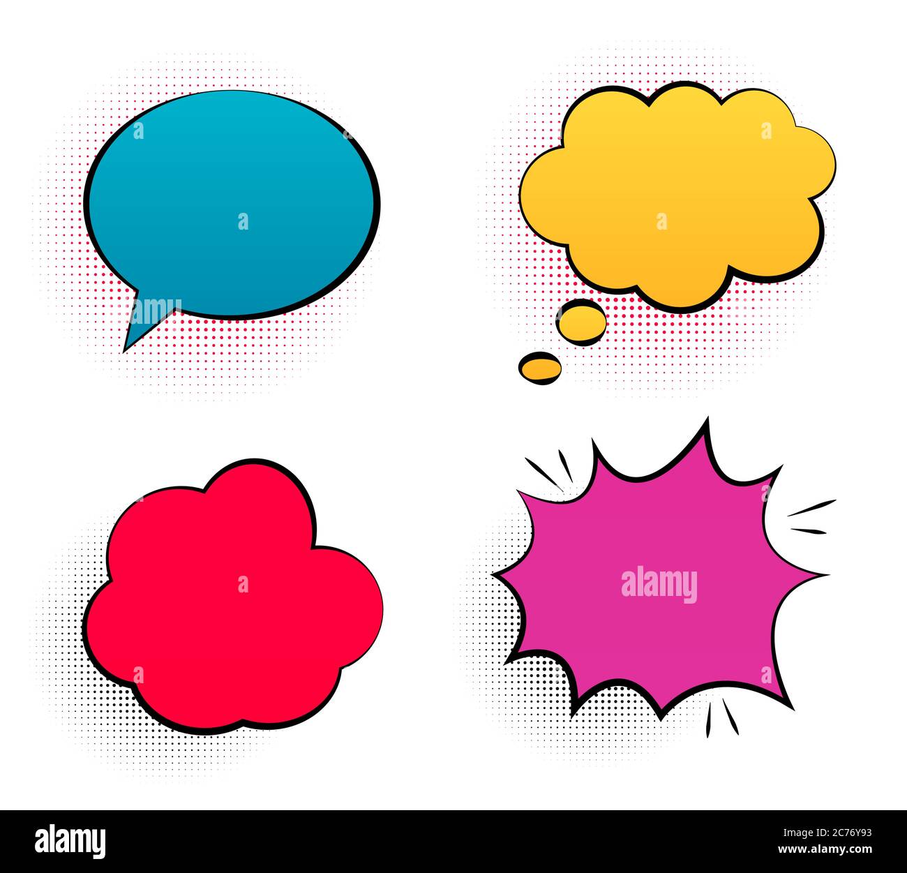 Retro empty comic pop art speech bubbles set in Vintage design with ...