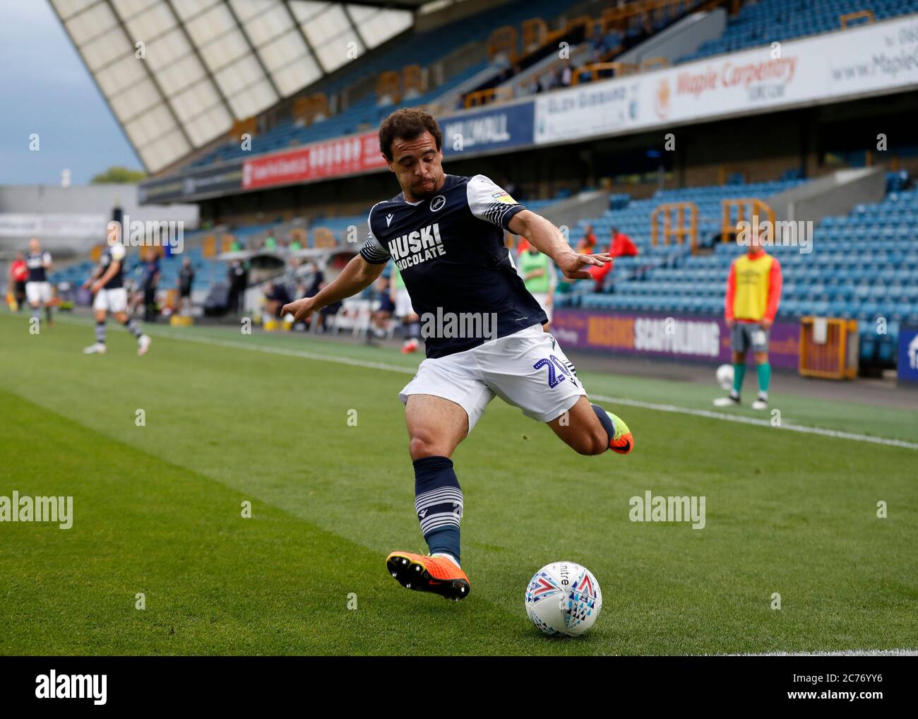 The Den, Bermondsey, London, UK. 14th July, 2020. English Championship Football, Millwall Football Club versus Blackburn Rovers; Mason Bennett of Millwall Credit: Action Plus Sports/Alamy Live News Stock Photo