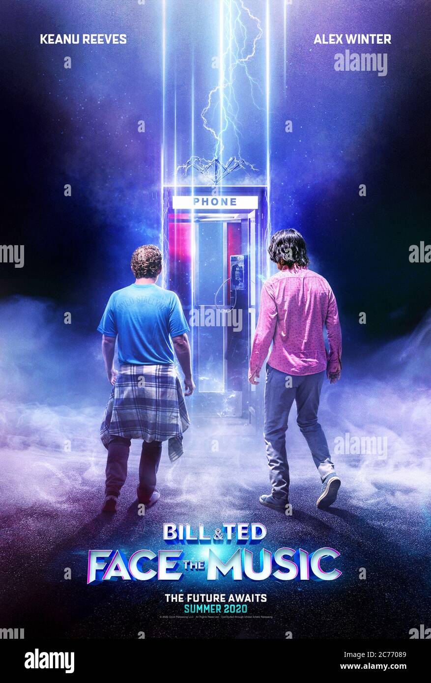 Bill & Ted Face the Music (2020) directed by Dean Parisot and starring Keanu Reeves, Alex Winter, Samara Weaving and William Sadler. The Wyld Stallyns return in middle age to fulfill their destiny. Stock Photo