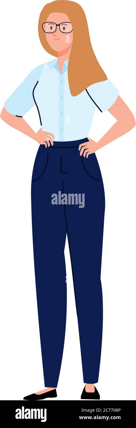 Isolated businesswoman worker with glasses vector design Stock Vector ...