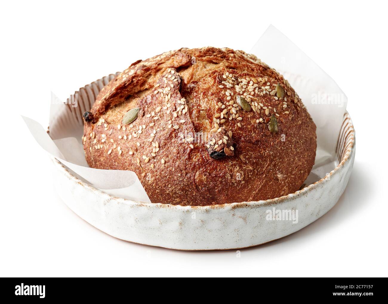 freshly baked artisan bread loaf isolated on white background Stock ...