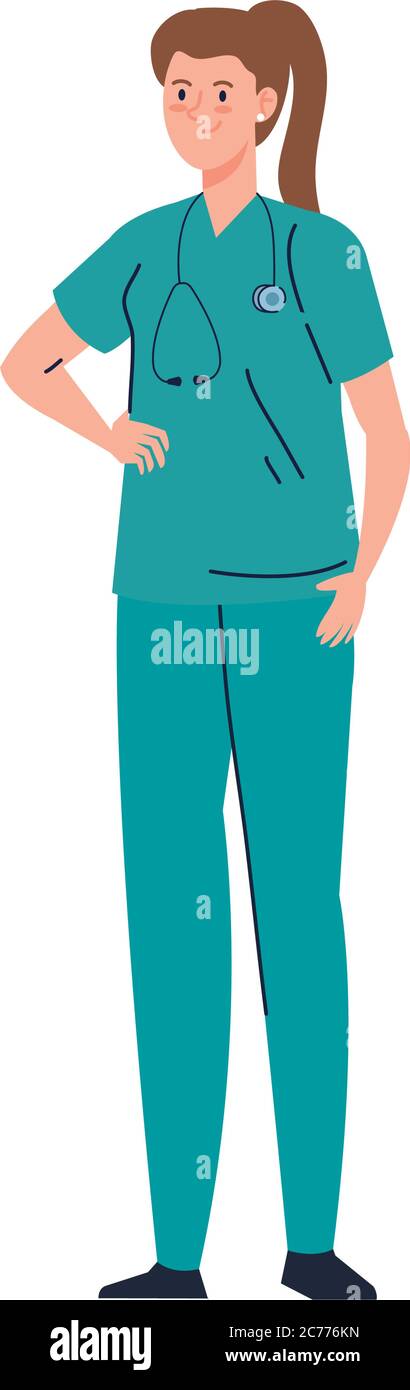 doctor woman worker with stethoscope vector design Stock Vector Image ...
