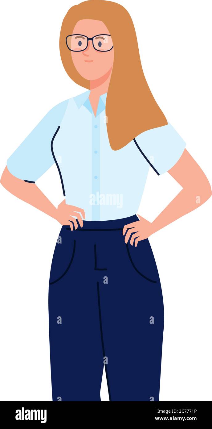 Isolated businesswoman worker with glasses vector design Stock Vector ...