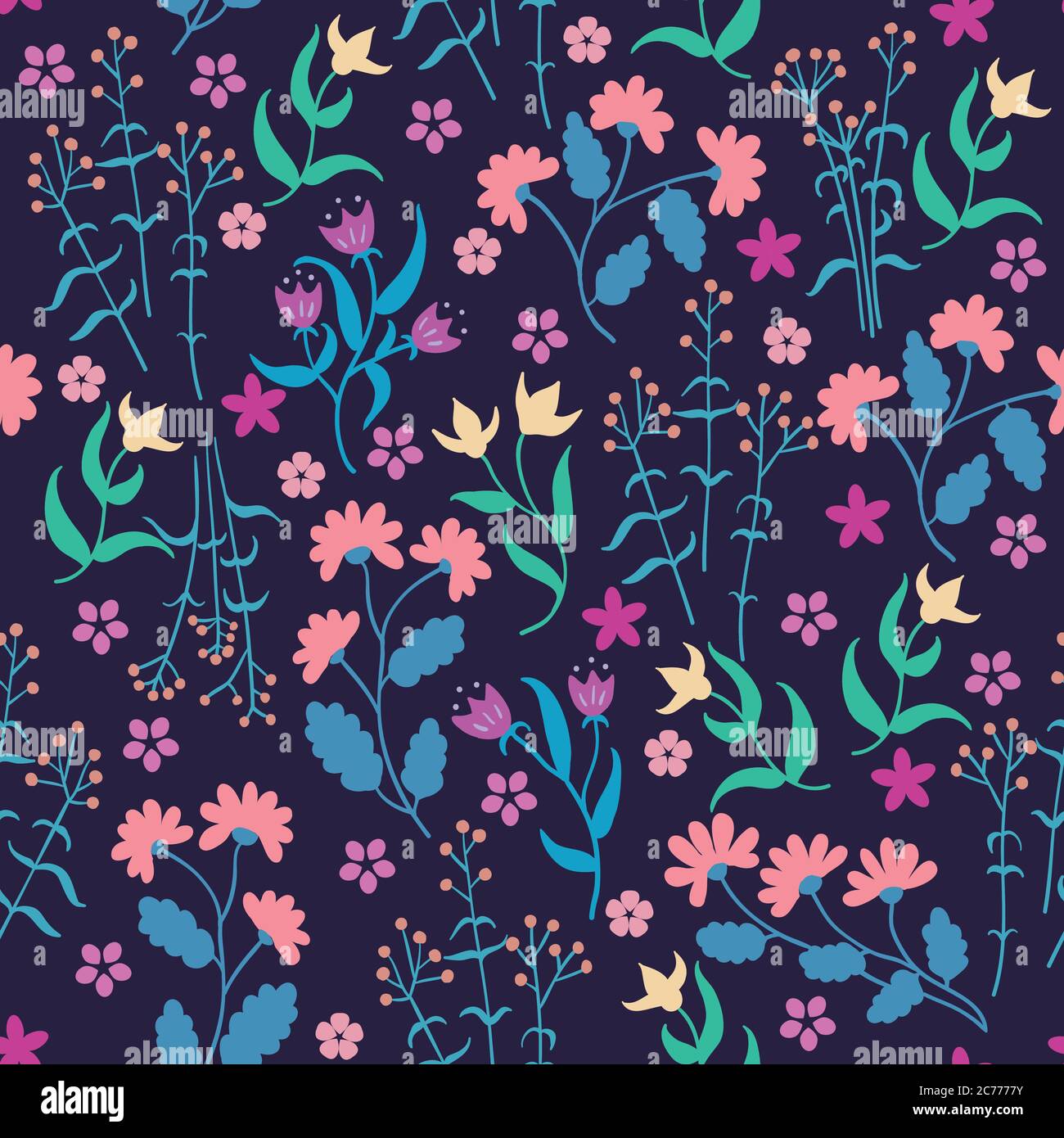 Seamless pattern with cute small flowers. Vector floral background. Stock Vector