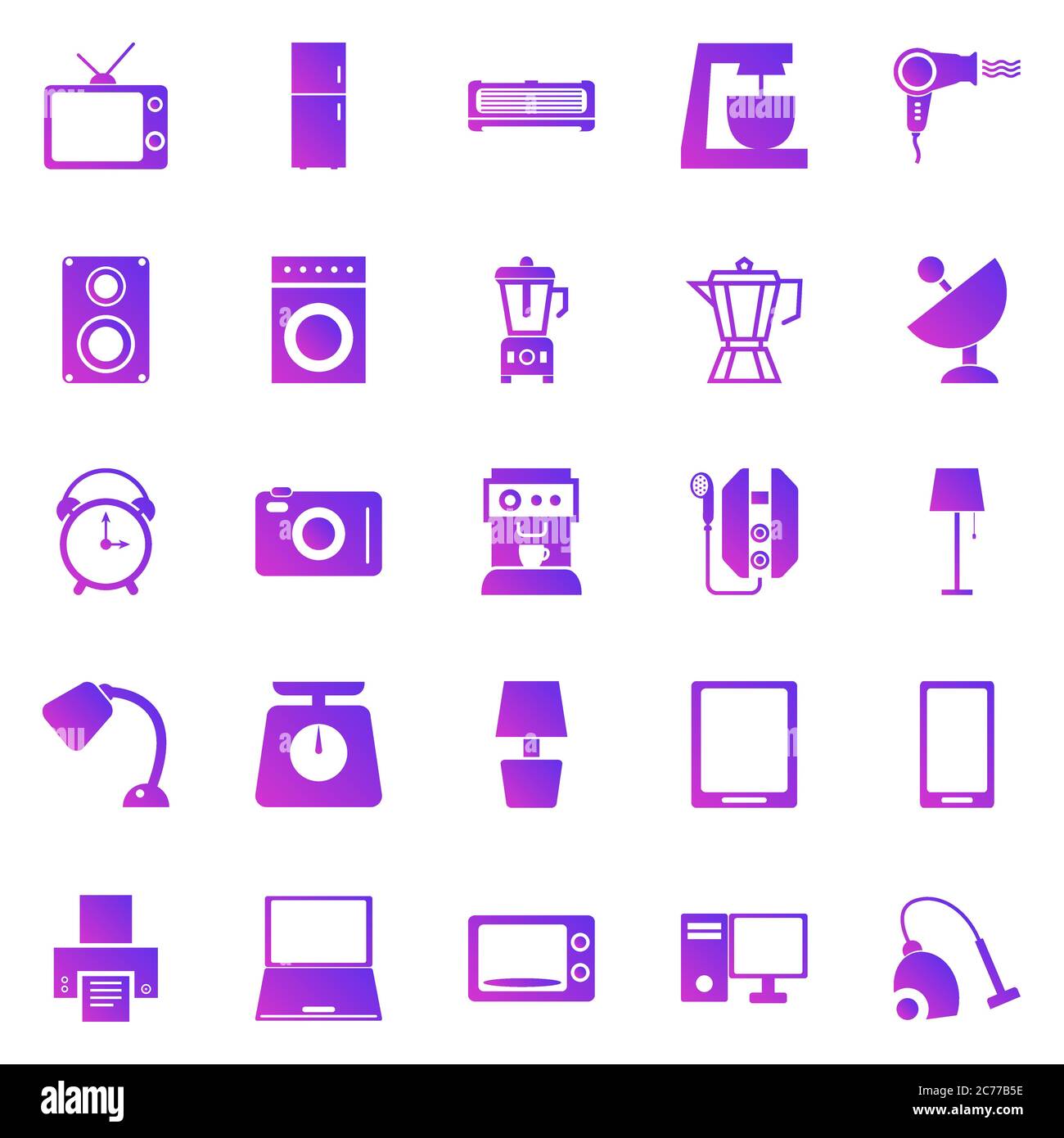 Household gradient icons on white background, stock vector Stock Vector