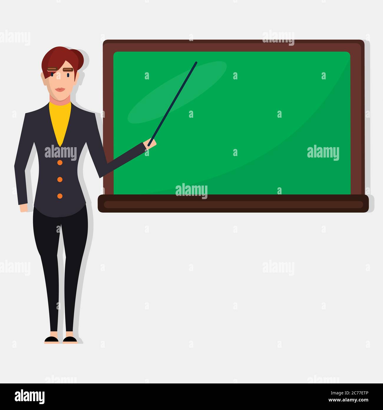 the female teacher is teaching isolated vector illustration on white ...