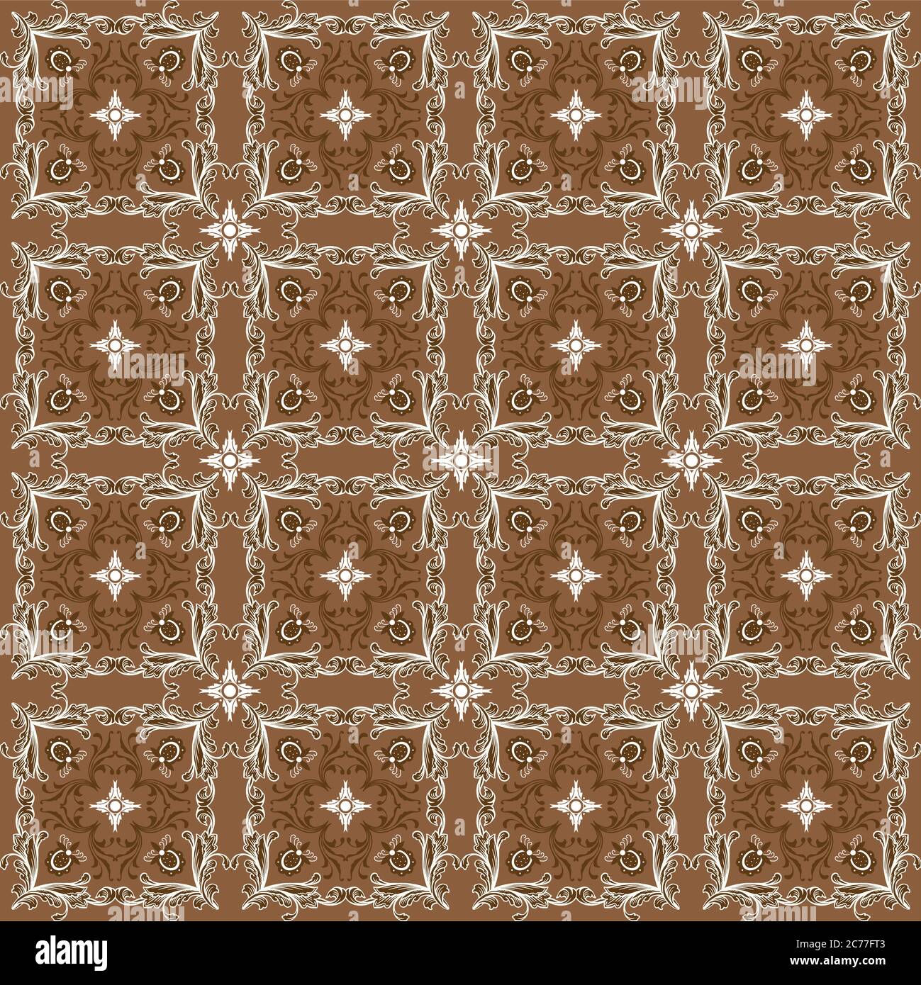 Unique flower pattern on Javanese batik with seamless brown color ...