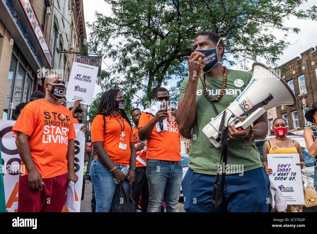 Brooklyn, United States Of America . 14th July, 2020. NYC Public Advocate Jumaane Williams speaks at the S.O.S. march against violence and for peace in the Crown Heights neighborhood of Brooklyn on July 14, 2020. The rally was in response to a surge in shootings and killings, including a one-year-old baby over the weekend. (Photo by Gabriele Holtermann/Sipa U.S.A.) Credit: Sipa USA/Alamy Live News Stock Photo