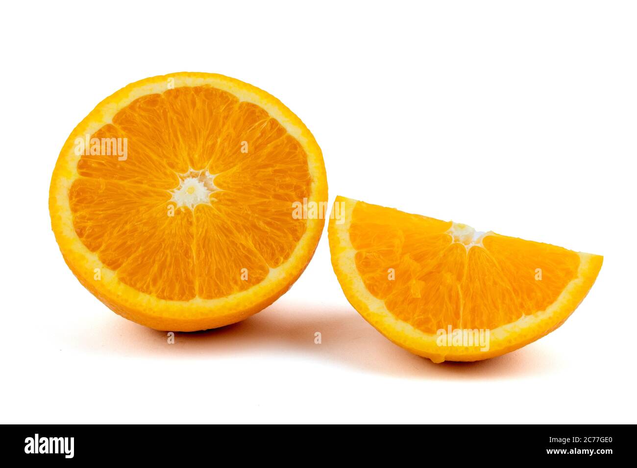 Fresh navel oranges isolated on white background. Save with clipping path. Stock Photo