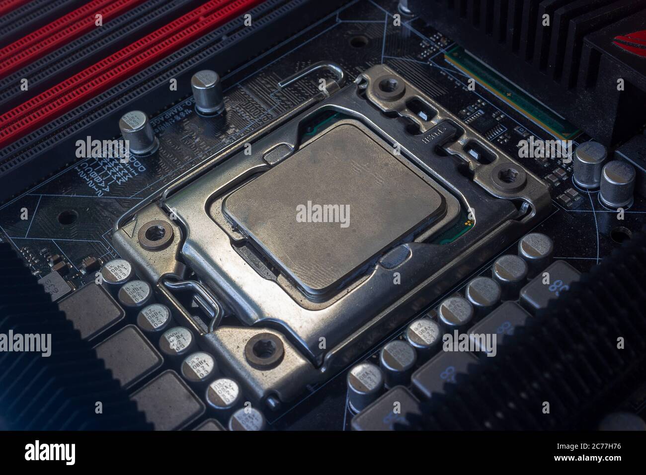 Close up cpu socket on motherboard Computer PC with cpu processor Stock ...