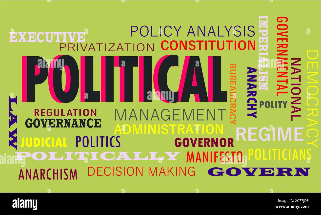 Political a political terminology presented with politics word cloud vector abstract. Stock Vector