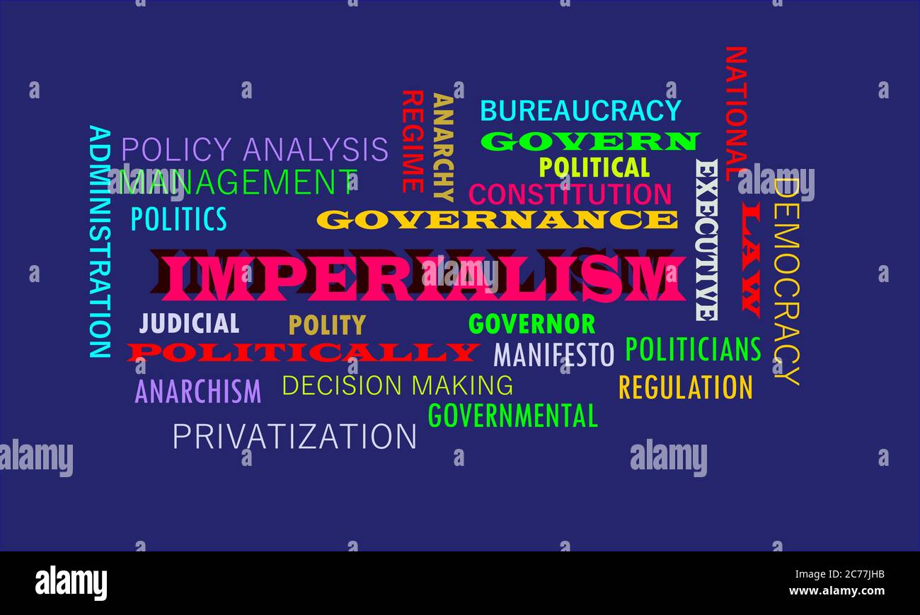 Imperialism a political terminology presented with politics word cloud vector abstract. Stock Vector