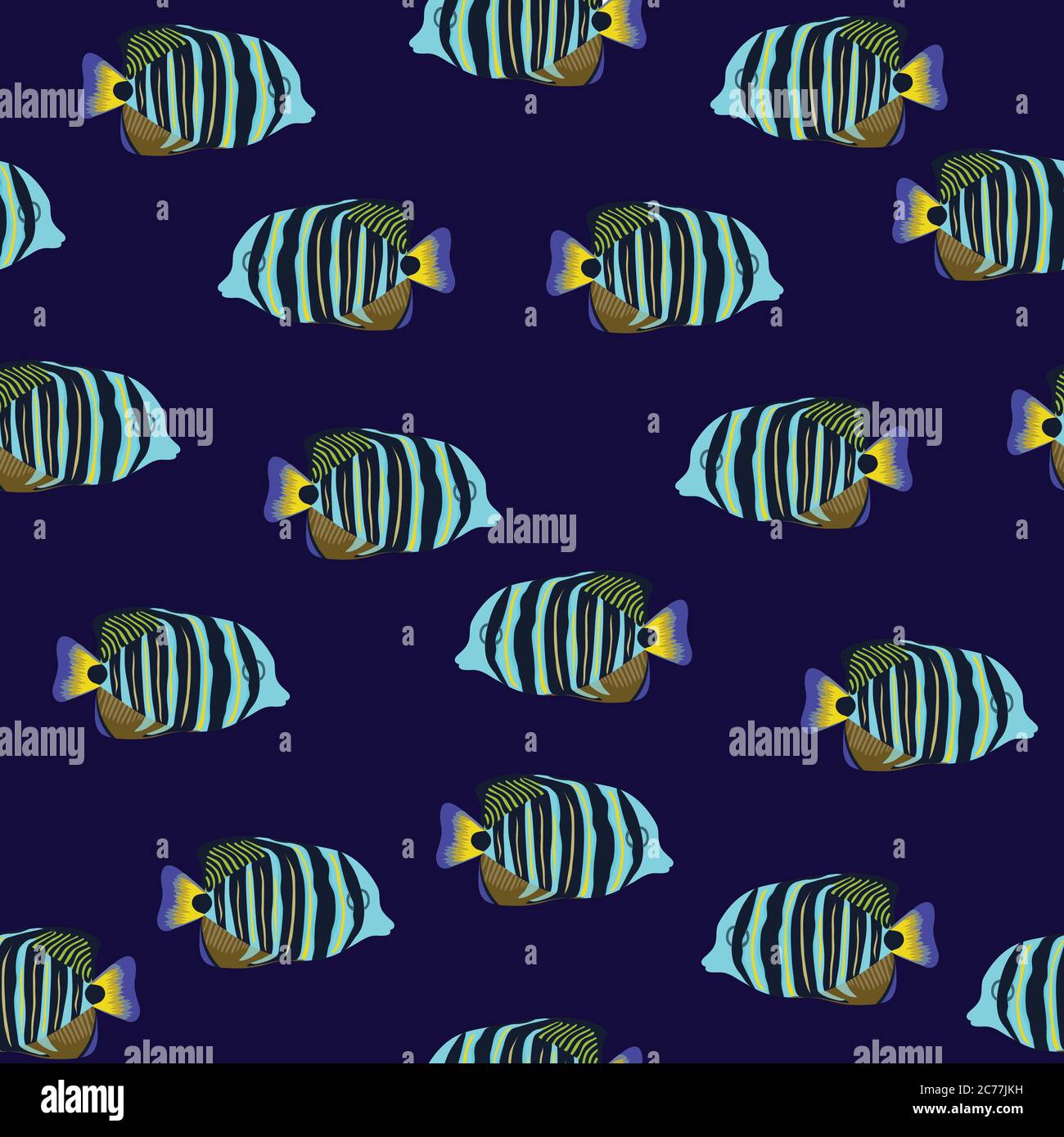 Cute seamless pattern with bright tropical coral fishes Stock Vector ...