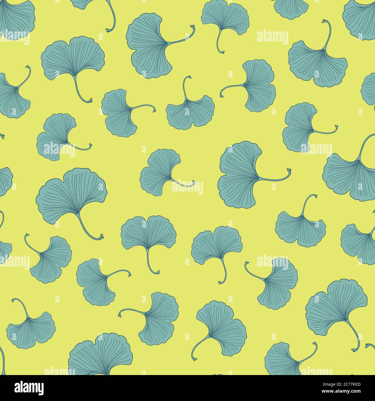 Seamless pattern with ginkgo leaves. Vector plant texture. Stock Vector