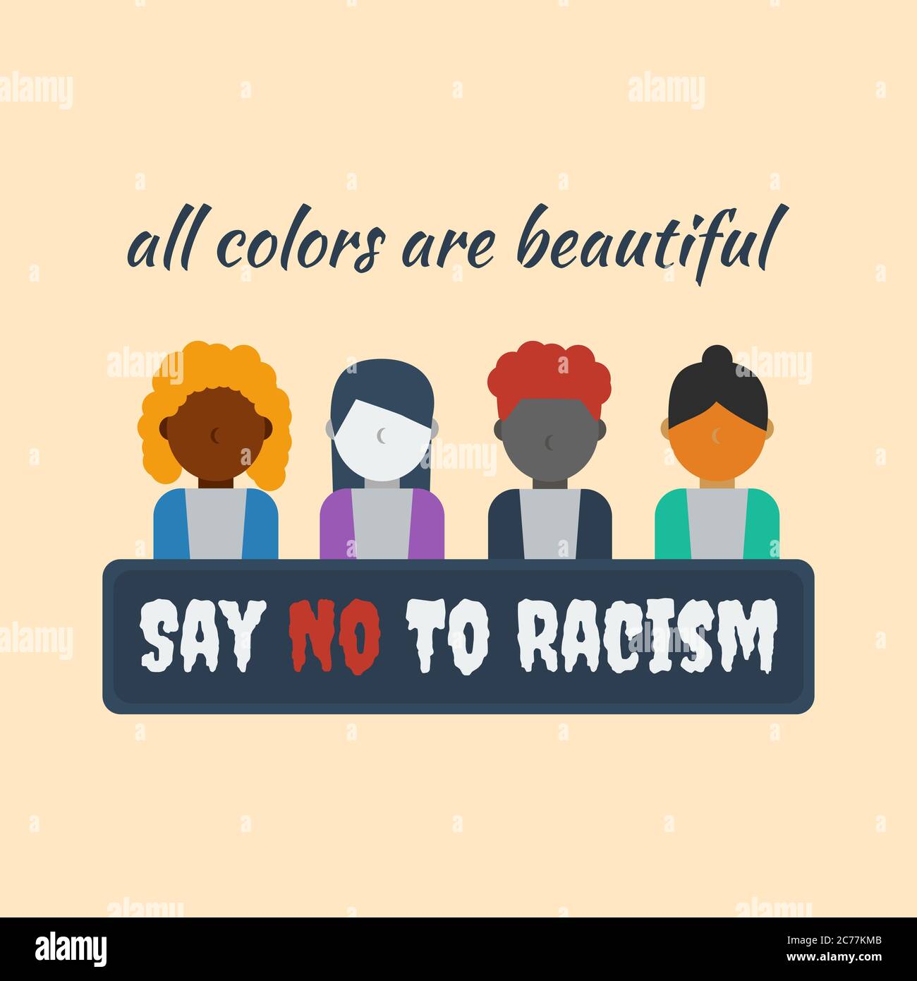 Illustration of black lives matter, stop discrimination, say no to racism vector Stock Vector