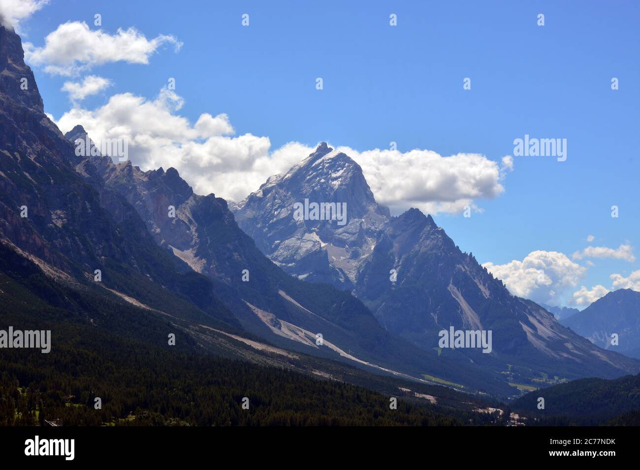 view of the Dolomites from Cibiana di Cadore Stock Photo