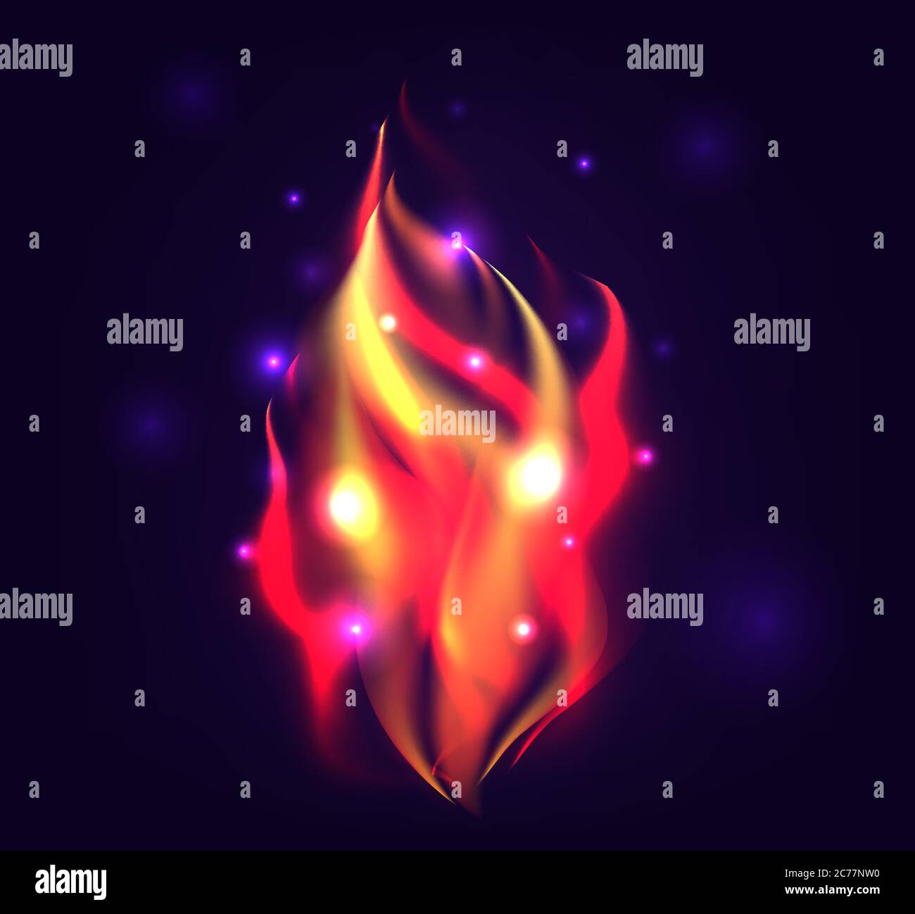 Vector illustration of realistic fire with sparks for your creativity
