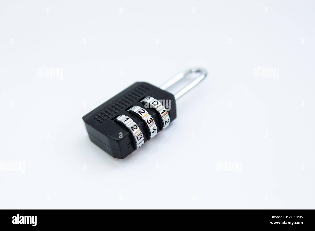 black combination lock for a suitcase on white Stock Photo