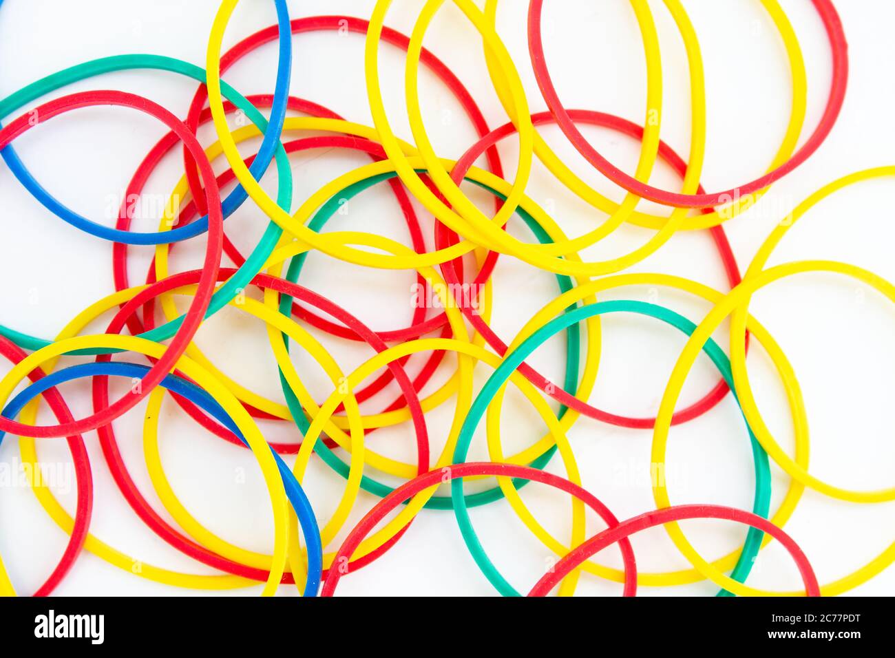 rubber bands on white background Stock Photo - Alamy