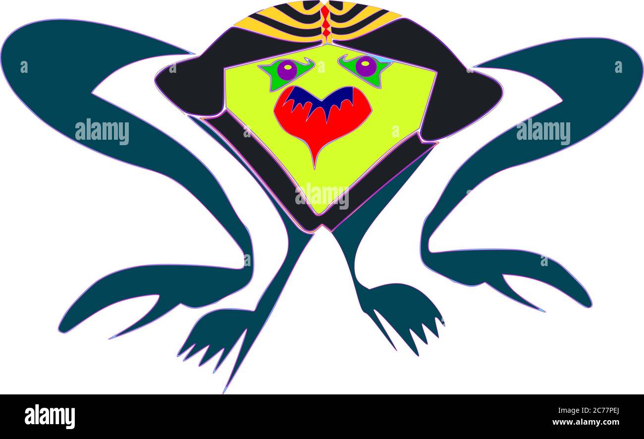 Jumping flog monster creature cartoon vector abstract on isolate ...