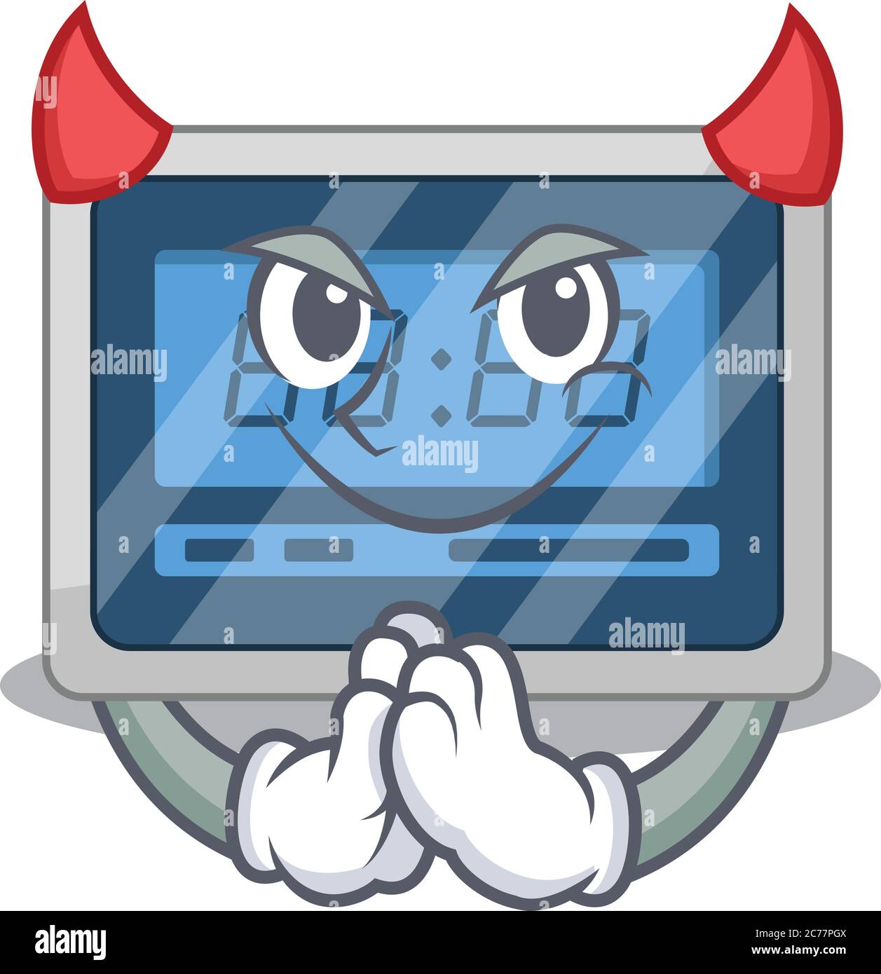 Digital timer clothed as devil cartoon character design concept Stock ...