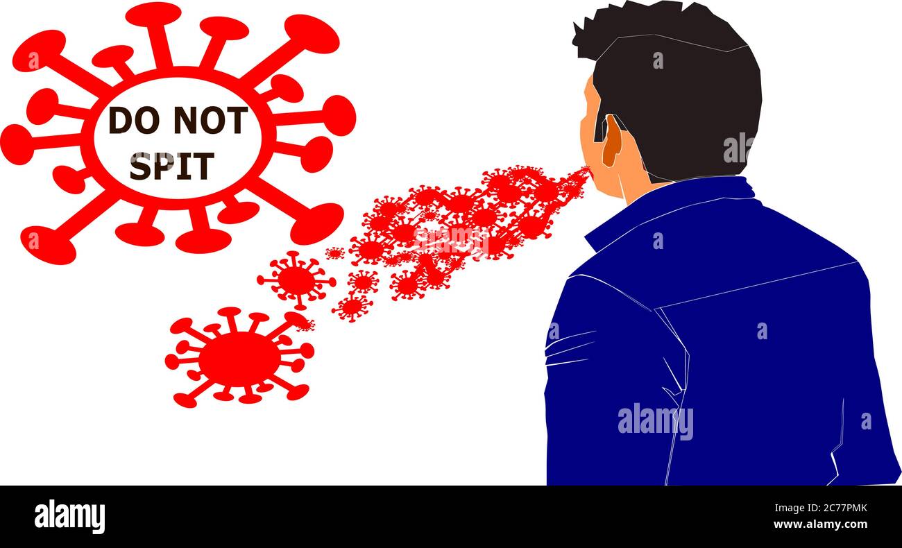 A man is spitting coronavirus germs on road for Vector for education people  for hygiene with do not spit warning board Stock Vector Image & Art - Alamy