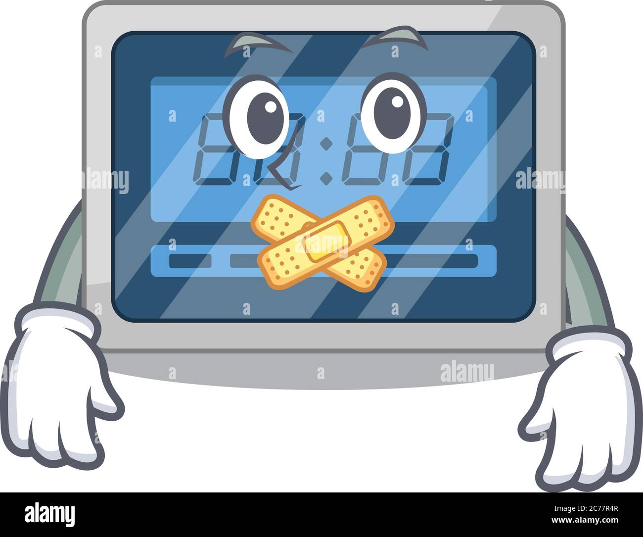 Digital timer cartoon character style having strange silent face Stock ...