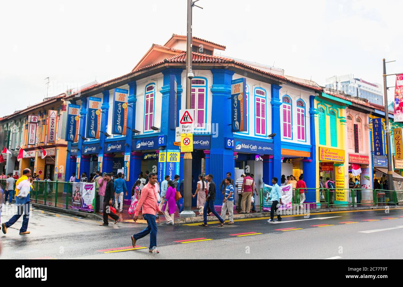 migrant workers in little india street singapore,singapore,little india singapore,colourful little india,indian migrants singapore,wall paintings Stock Photo