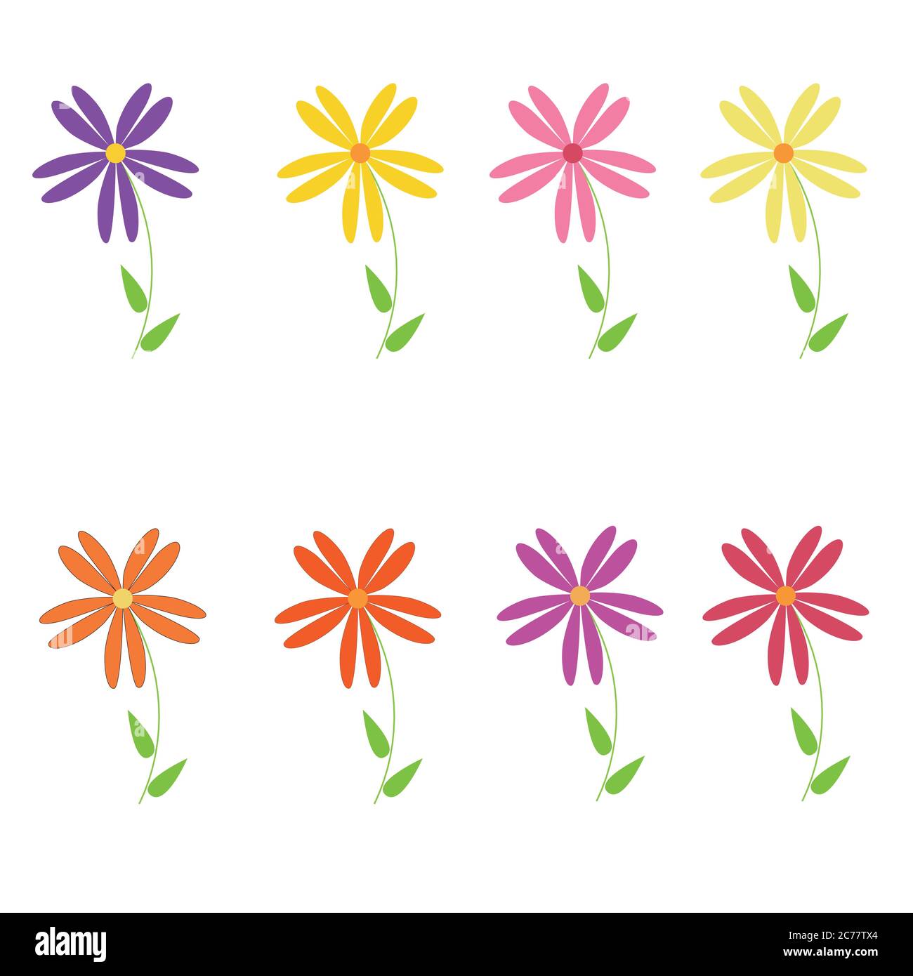 vector color line, daisies, isolated flowers. Template. Stock Vector