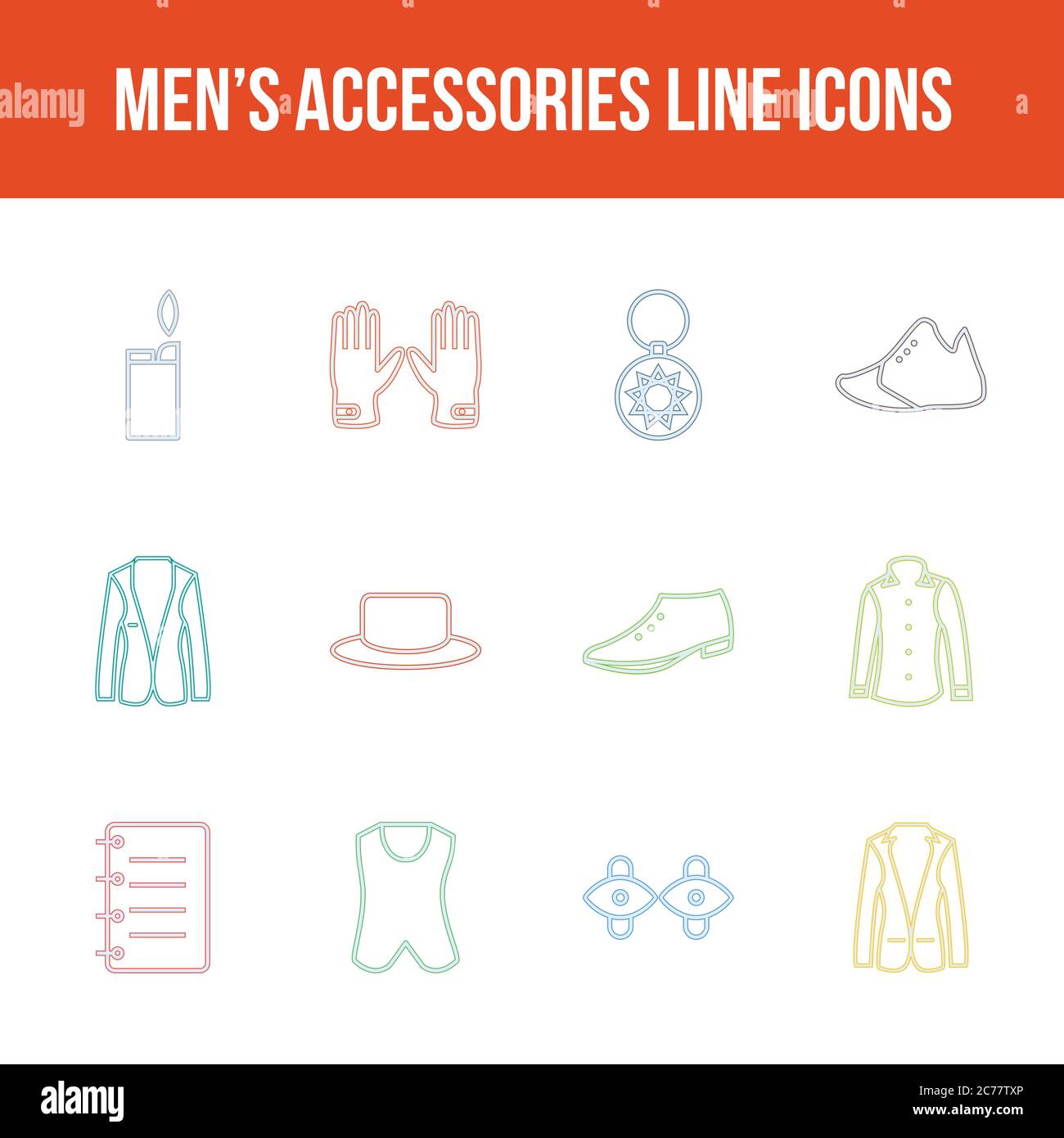 Unique men's accessories vector line icon set Stock Vector Image & Art ...