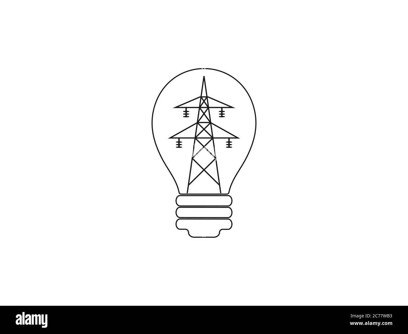 Electric tower, power, bulb icon. Vector illustration, flat design. Stock Vector
