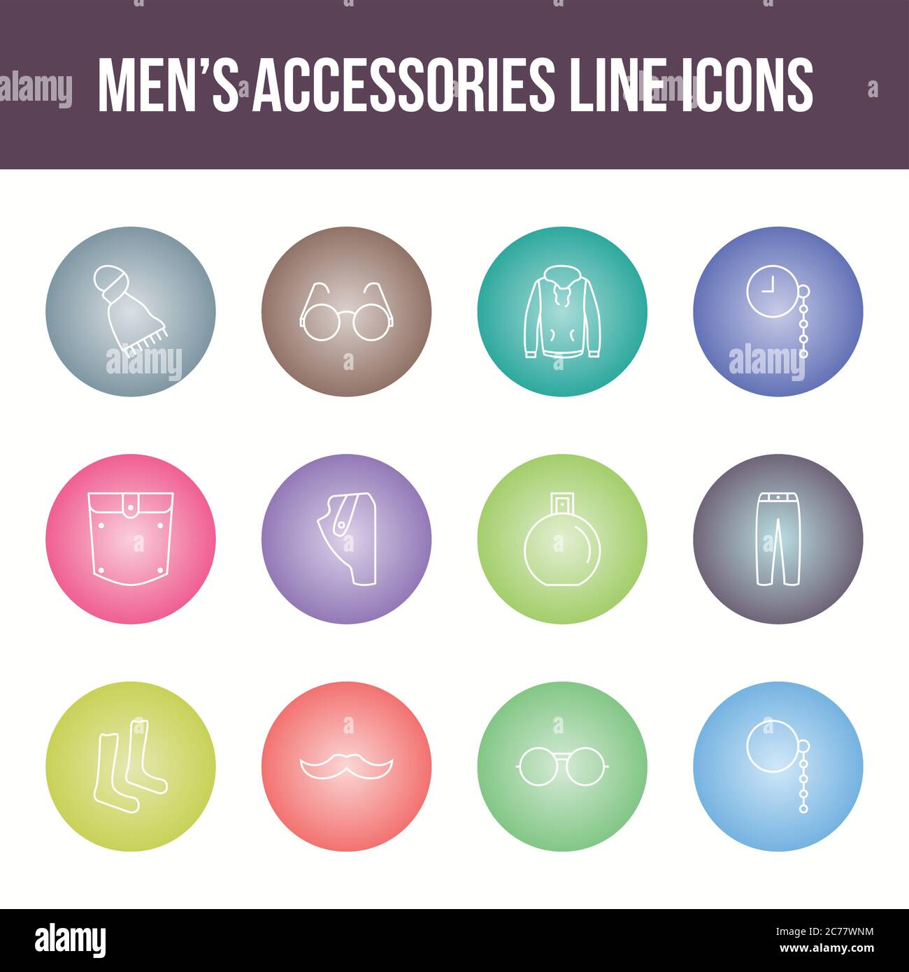 Unique men's accessories vector line icon set Stock Vector