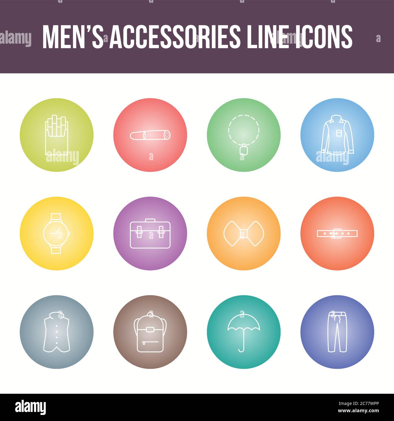 Unique men's accessories vector line icon set Stock Vector