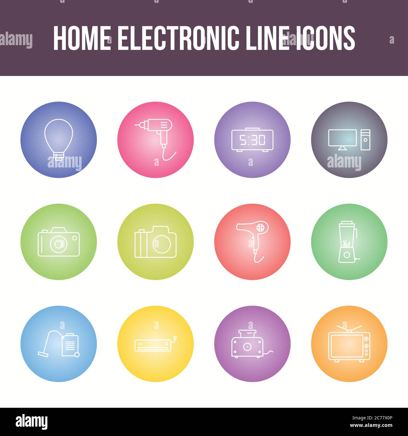 Unique home electronic vector line icon set Stock Vector Image & Art ...