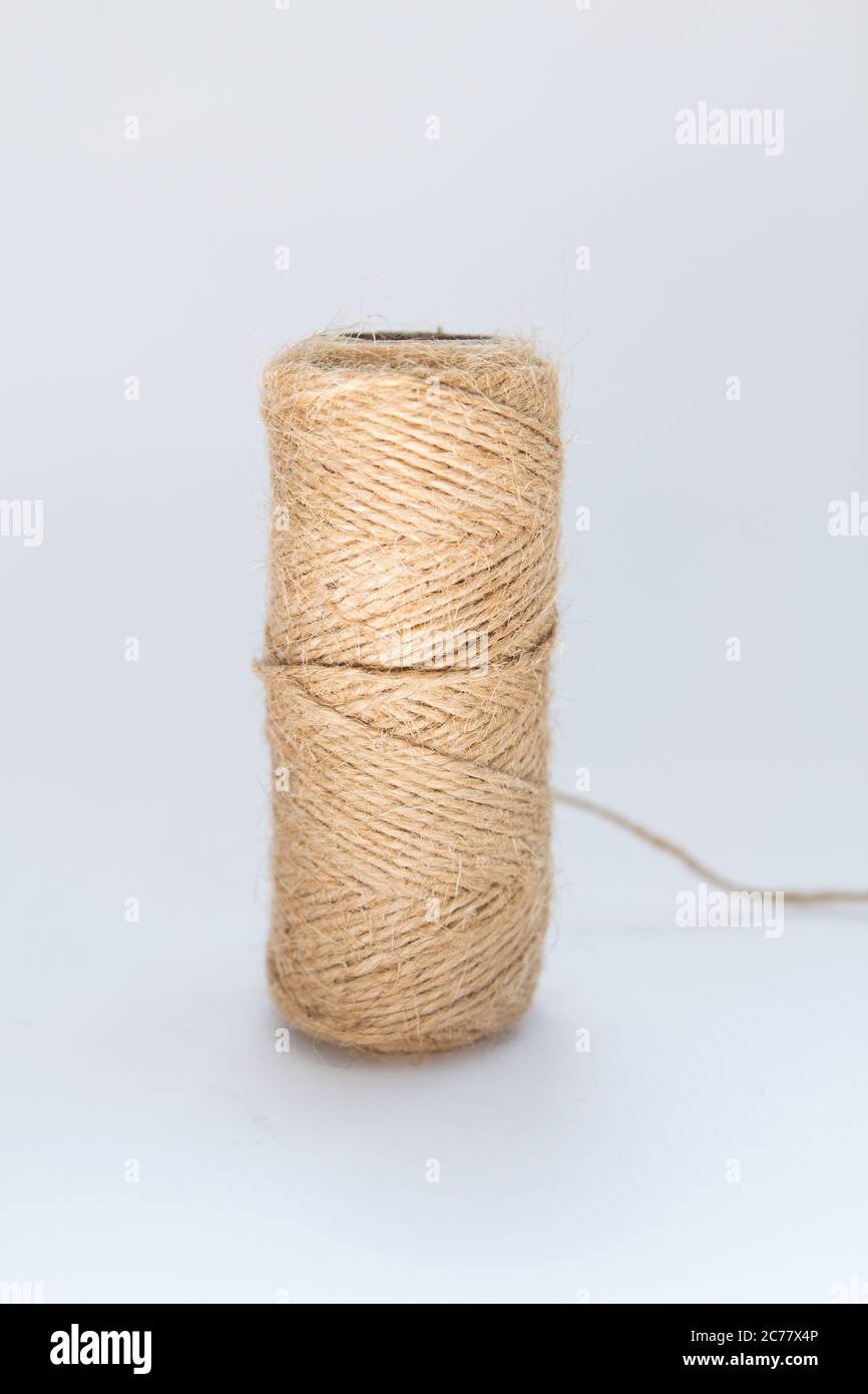 skein of thick thread on white background Stock Photo
