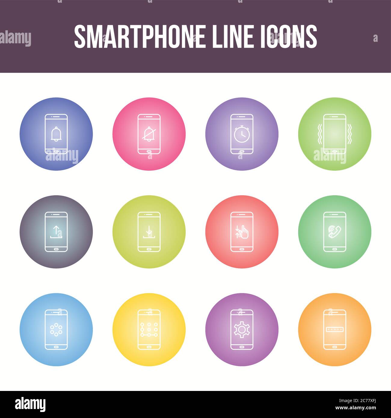 Unique smartphone vector line icon set Stock Vector