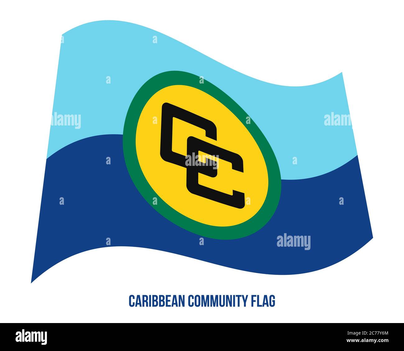 Caribbean Community Flag Waving Vector Illustration on White Background
