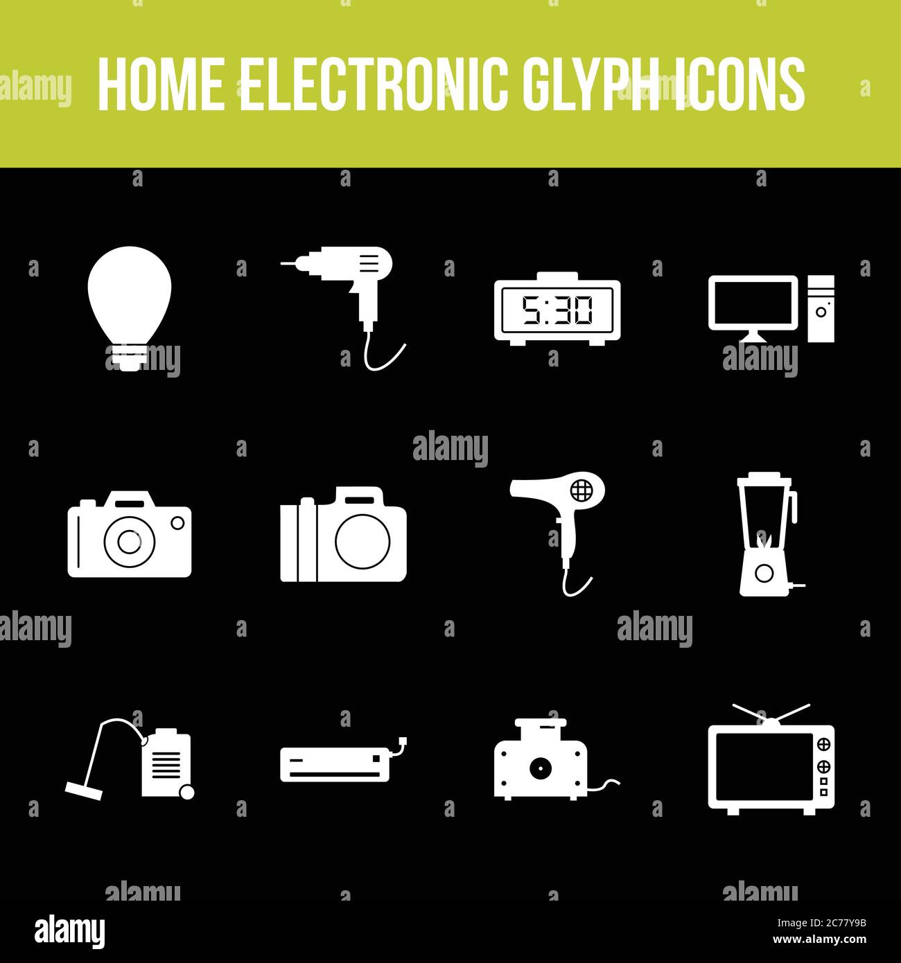 Unique home electronic vector glyph icon set Stock Vector Image & Art ...