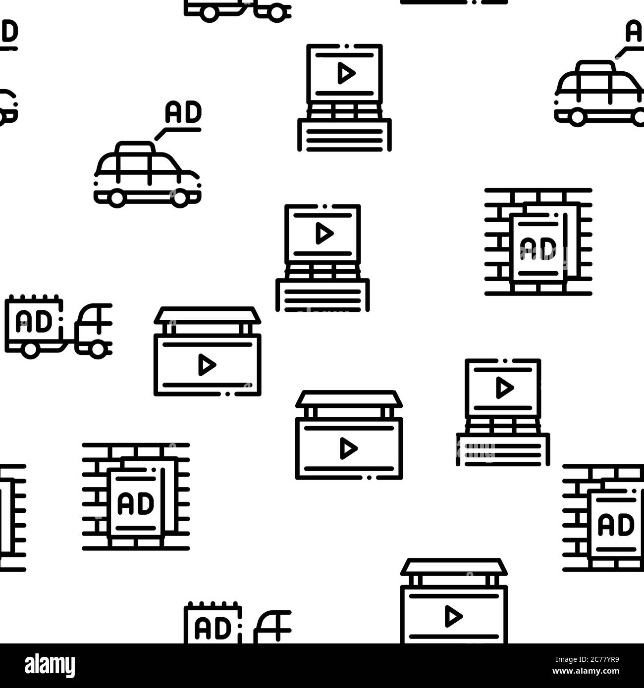 Outdoor Media Advertising Promo Icons Set Vector Stock Vector Image ...