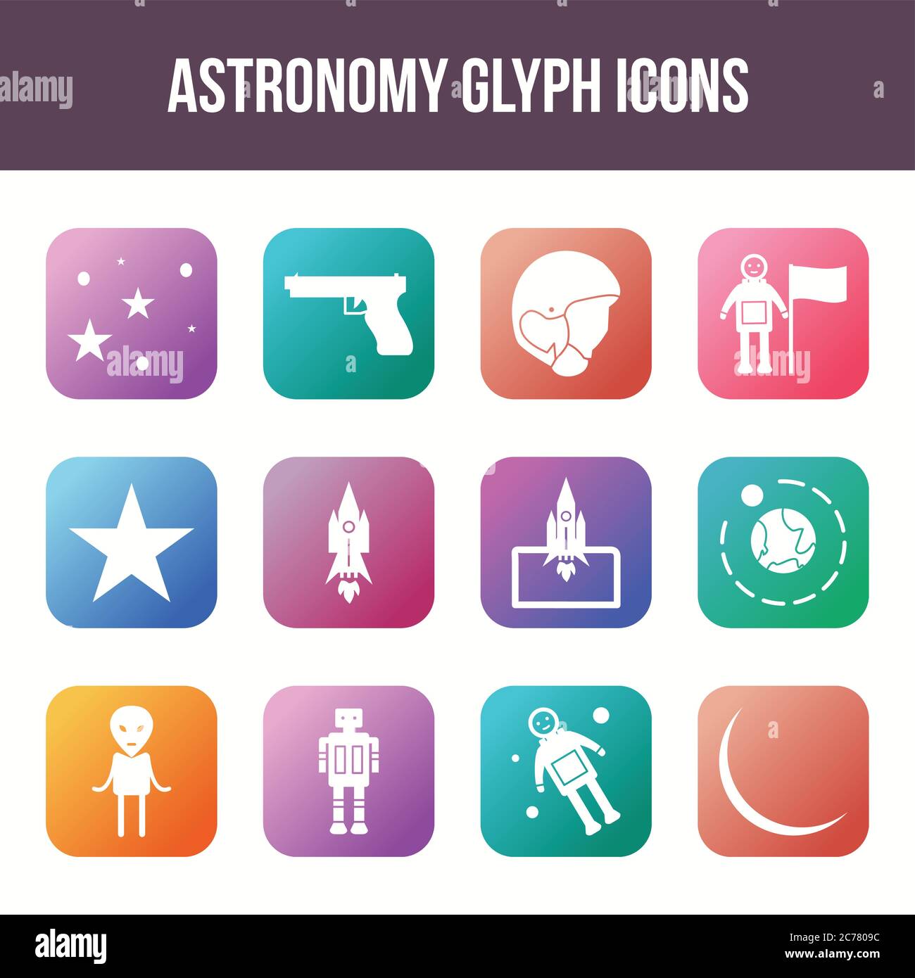 Unique astronomy vector glyph icon set Stock Vector Image & Art - Alamy