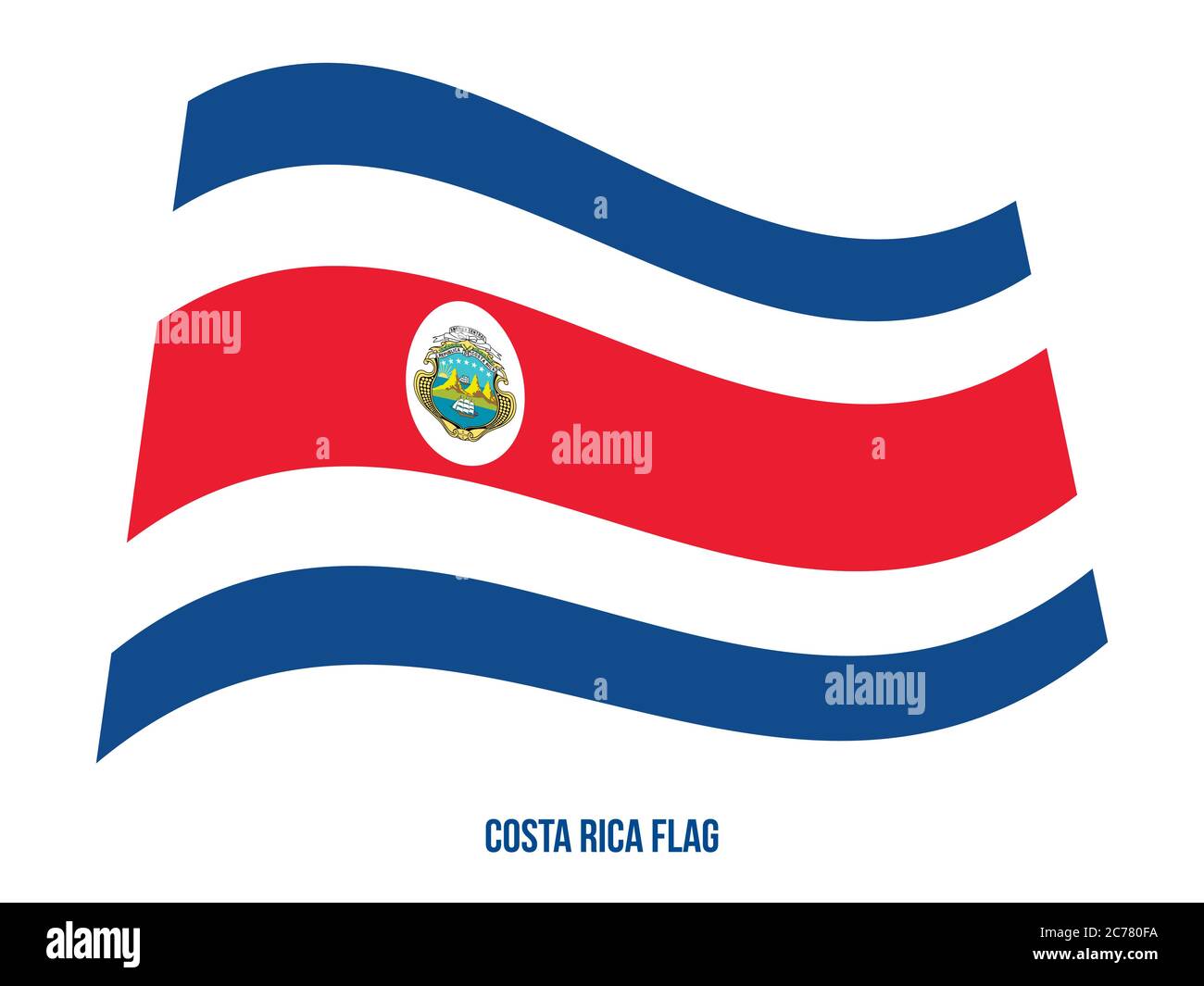 Costa Rica Flag Waving Vector Illustration on White Background. Costa