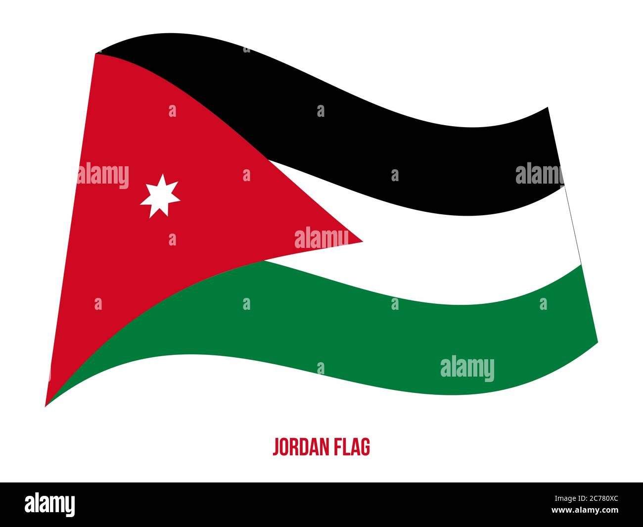Jordan Flag Waving Vector Illustration on White Background. Jordan National Flag Stock Vector
