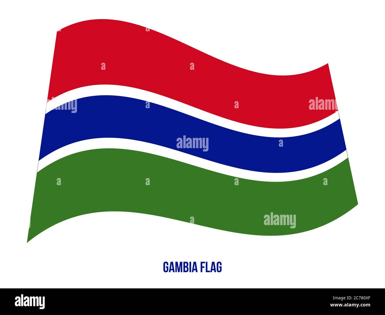 Gambia Flag Waving Vector Illustration on White Background. Gambia ...