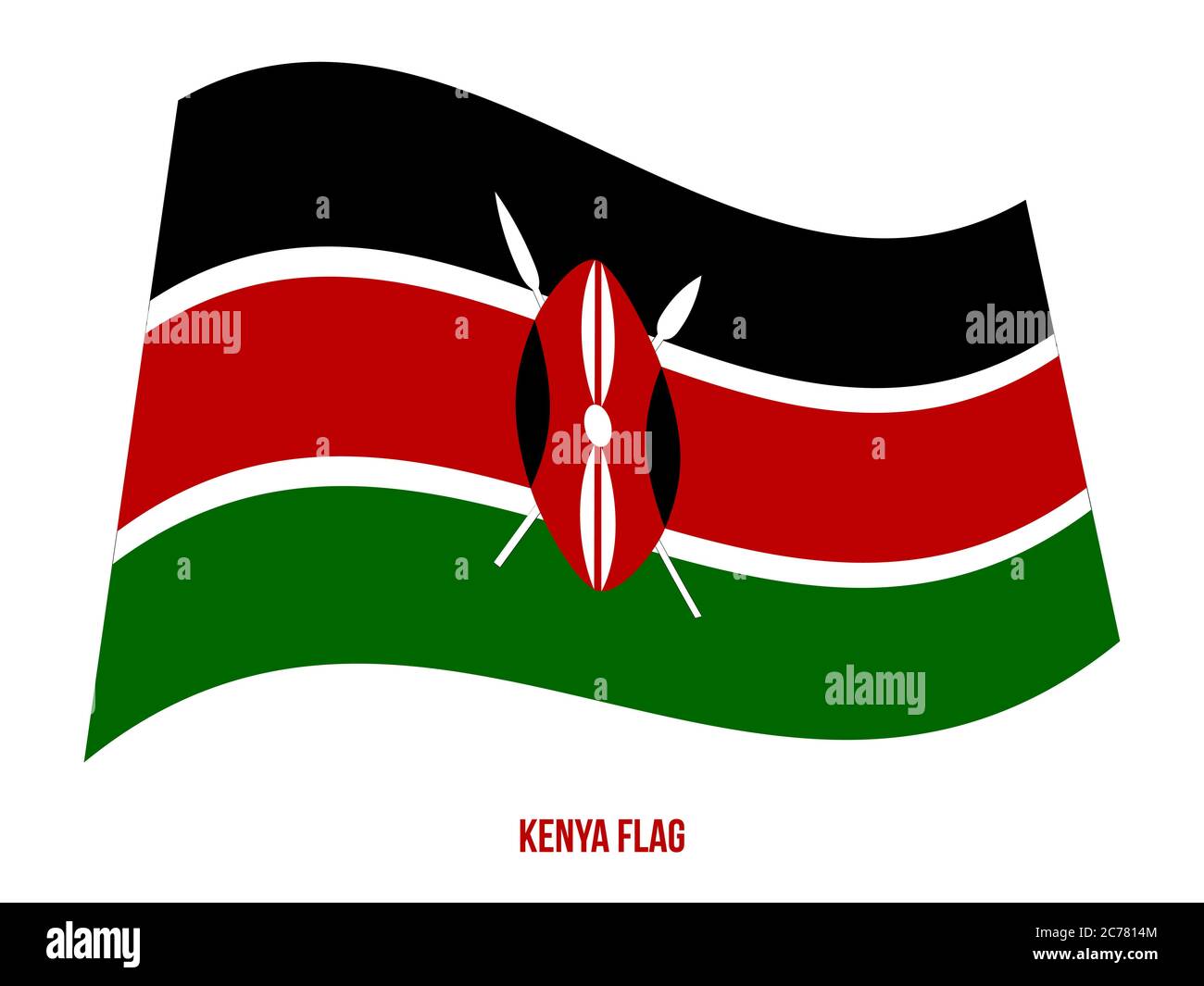 Kenya Flag Waving Vector Illustration on White Background. Kenya