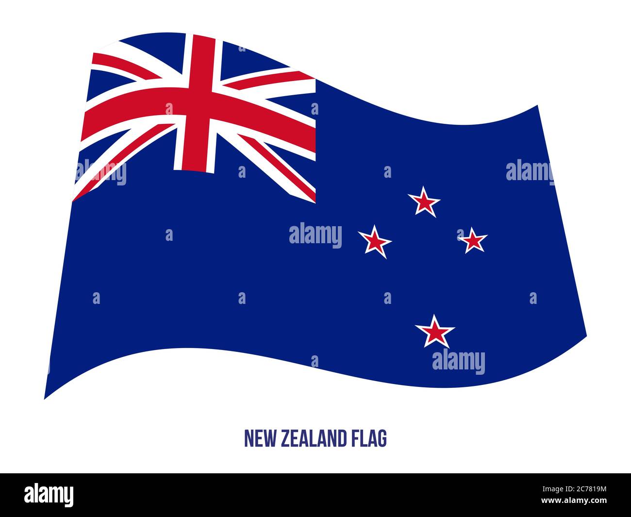 New Zealand Flag Waving Vector Illustration on White Background. New