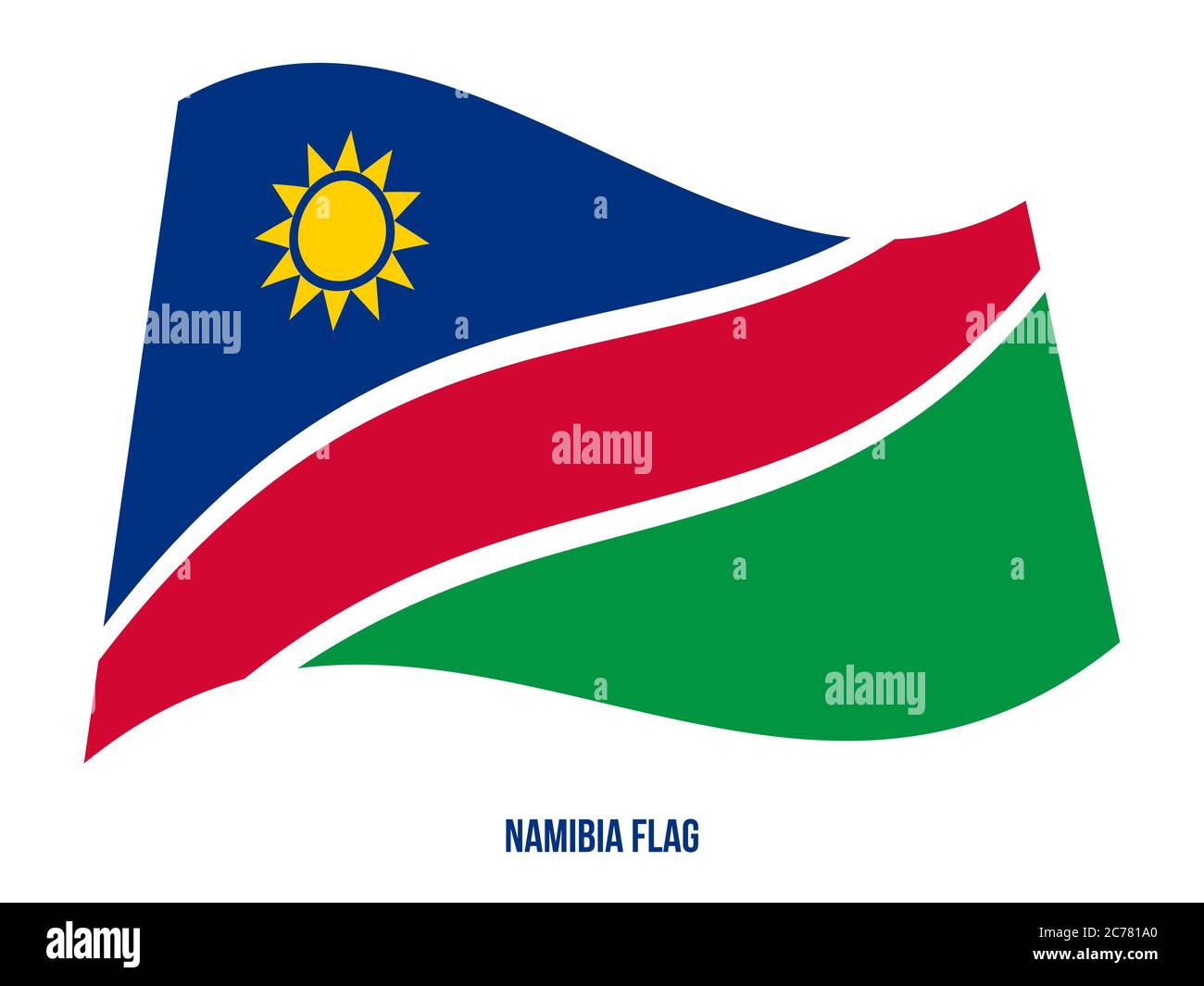 Namibia Flag Waving Vector Illustration on White Background. Namibia National Flag. Stock Vector